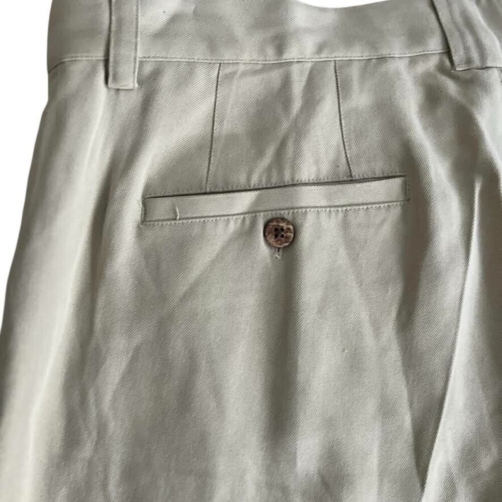 Joseph & Feiss Shorts Men's Sz 38 Khaki 100% Silk Chino Pleated Resort Vacay NWT - Picture 6 of 15